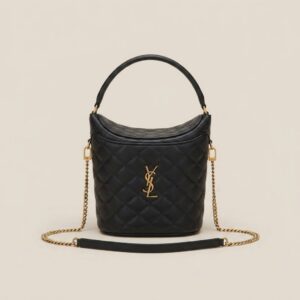 YSL Gaby Bucket Black Quilted