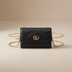 Black GG Marmont Wallet with Chain