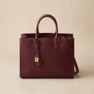 YSL MAXI SHOPPING BAG BURGUNDY