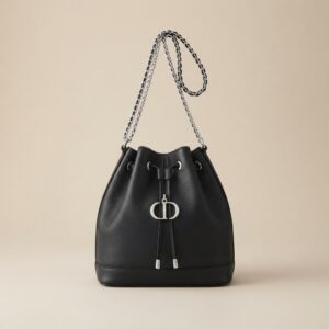 BLACK CD BUCKET BAG