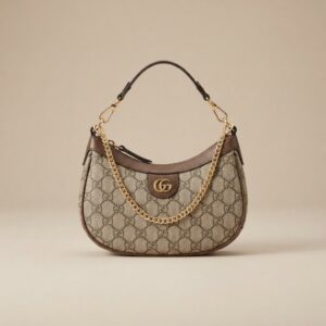 GUCCI OPHIDIA GG HALF-MOON MINI HOBO