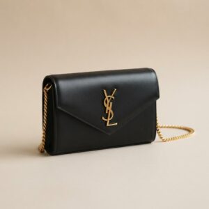 YSL VINY BLACK BAG WITH GOLD DETAILS