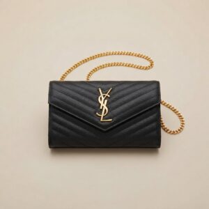 YSL Cassandre Envelope Wallet Black
