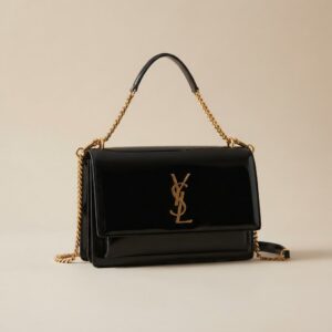 SHINY BLACK YSL BAG